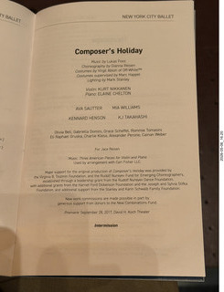 226 a2v. New York City Ballet - program