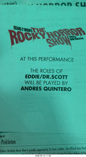 180 a2v. New York City - Rocky Horror Show program