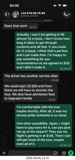 18 a2y. Laura Tours being helpful with my late arrival