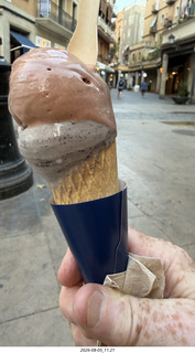 186 a2y. Spain - Barcelona - Born area - Penna Gelato shop - Belgian chocolate and Oreo ice cream cone
