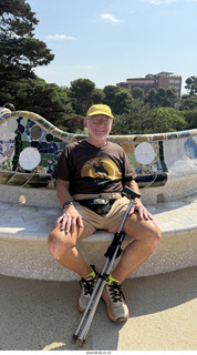 55 a2y. Spain - Barcelona - Park Guell (Gaudi) undulating mosaic tile + Adam