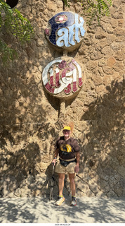 107 a2y. Spain - Barcelona - Park Guell (Gaudi) entrance sign + Adam