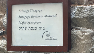 94 a2y. Spain - Barcelona - old Roman-Empire area - old synagogue sign