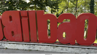 21 a2y. Spain - Bilbao - walking tour - city viewpoint - big red city-name letters