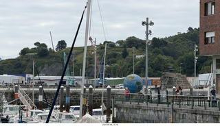 78 a2y. Spain - Bilbao wine tour - Bermeoko Udala - harbor with Magellan globe