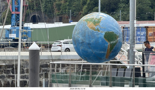 80 a2y. Spain - Bilbao wine tour - Bermeoko Udala - harbor - Magellan globe