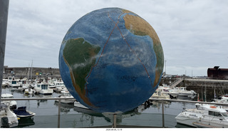 91 a2y. Spain - Bilbao wine tour - Bermeoko Udala - harbor - Magellan globe