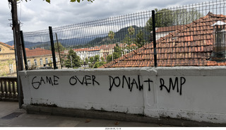 249 a2y. Spain - Bilbao wine tour - Gernika Lumo - anti-Trump graffiti