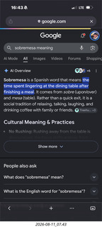 165 a2y. Spain - Spanish word 'sobremesa' is lingering at the dinner table