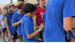 100 a2y. Spain - Santiago de Compostela - walking tour - group in blue shirts