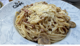 172 a2y. Spain - Santiago de Compostela - walking tour - my spaghetti carbonara dinner