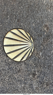 188 a2y. Spain - Santiago de Compostela - walking tour - shell marking on sidewalk