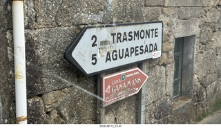 239 a2y. Spain - Santiago de Compostela - bus tour of north shore sign