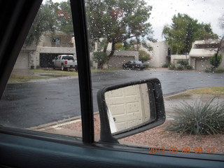 my new garage door in the mirror
